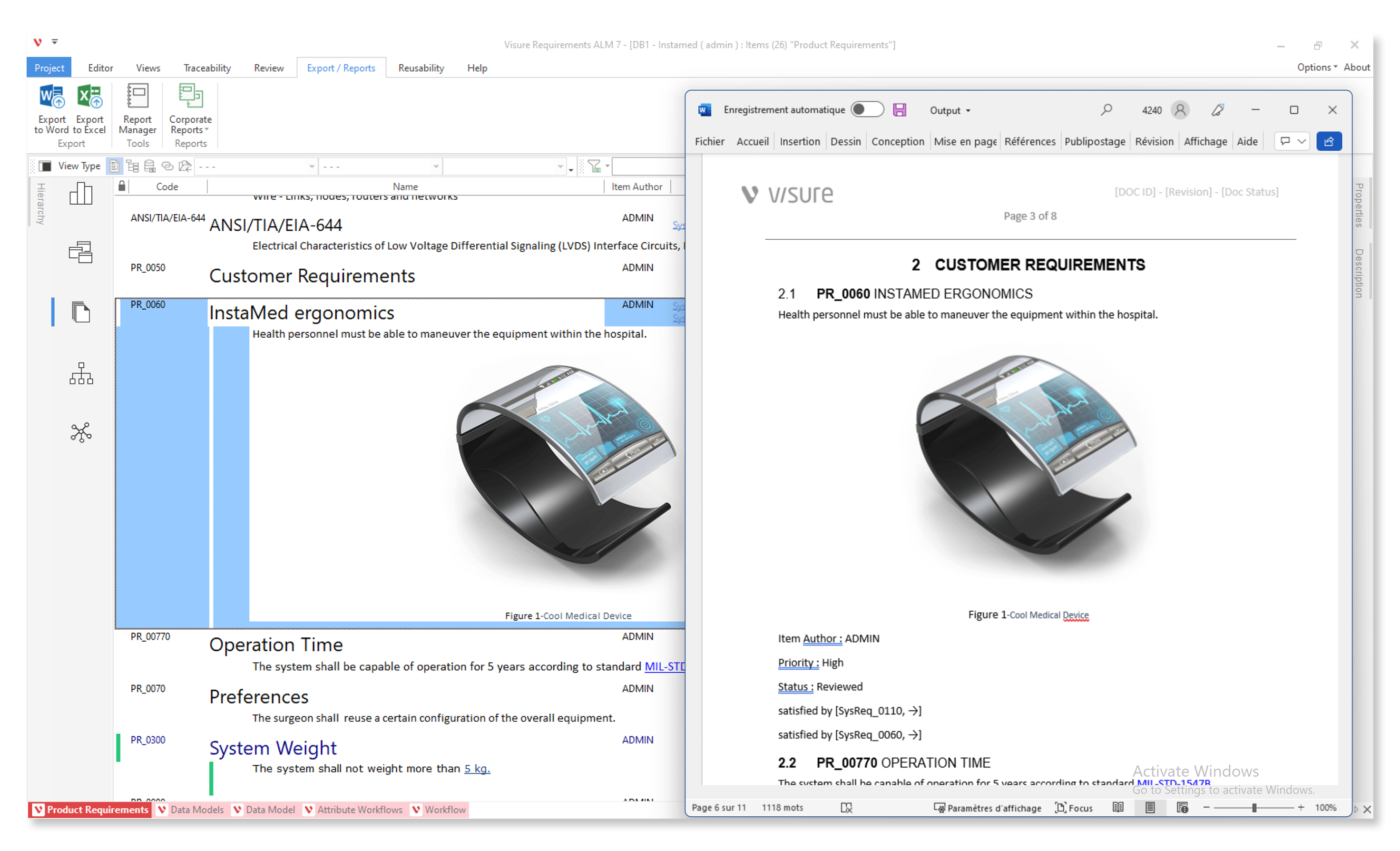 screenshot of Visure Requirements